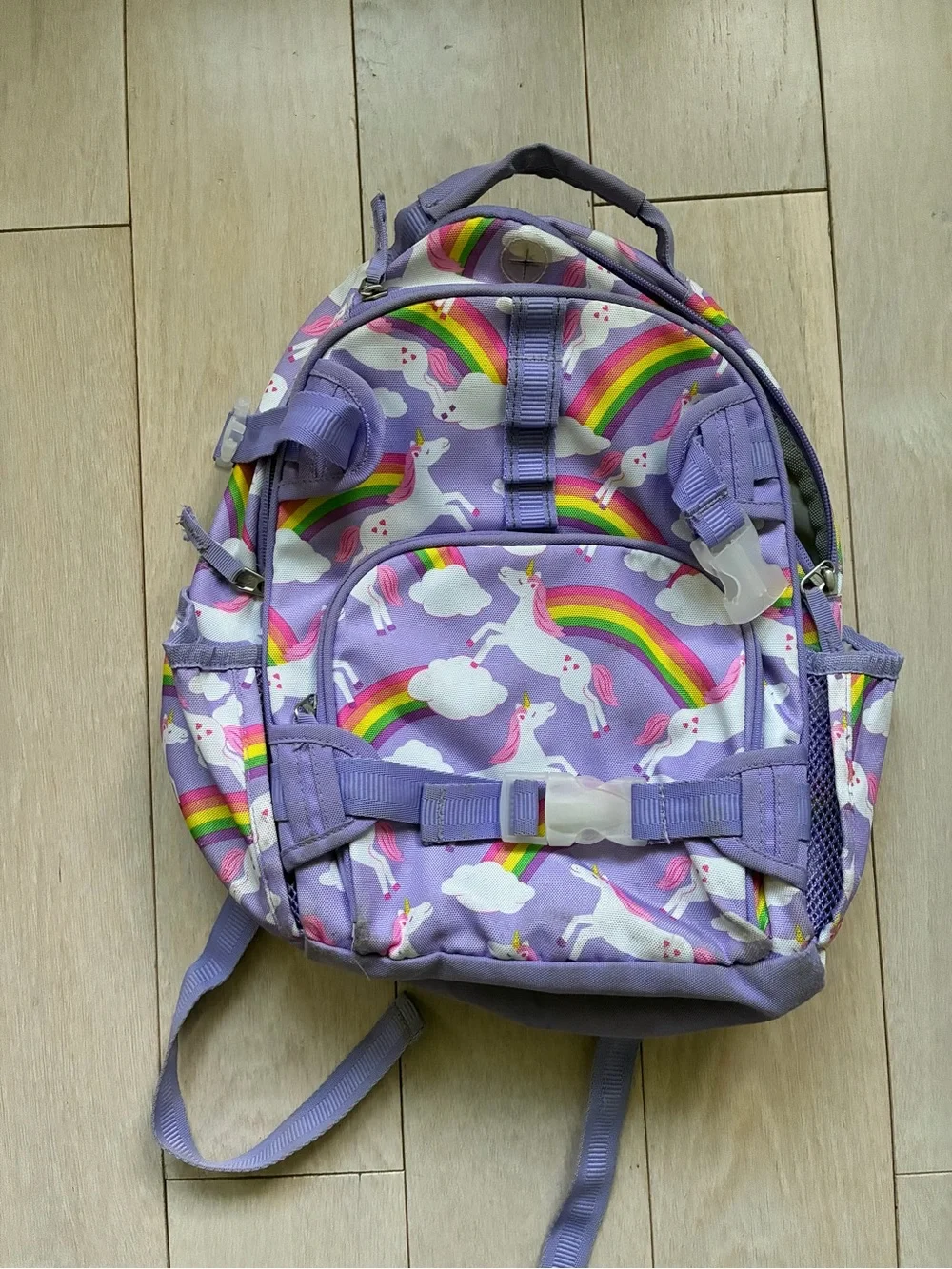 Pottery Barn Purple Unicorn Kids Backpack with Rainbows - GUC